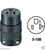 3 Wire 2 Pole GROUNDED CONNECTOR rOund Black Rubber 15a 125v 5-15R LEVIT... - $398.60 MXN