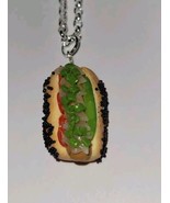 Chicago Hot Dog Necklace Silver Hot Dog Relish Pickles Tomato Pickle Relish - £7.56 GBP