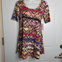 NWT LuLaRoe Multicolor Floral Short Sleeve Scoop Neck Tunic Top Blouse S... - $9.49