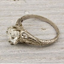 Antico 2Ct Diamanti Finti Art Déco Fidanzamento Solitario Ring Argento Sterling - £94.15 GBP