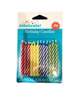 Birthday Cake Topper Multi Colored Candles Party Decoration 24 Per Pack - $64.63 MXN