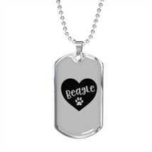 Love Paws Beagle Necklace Stainless Steel or 18k Gold Dog Tag 24" Chain - £37.84 GBP+