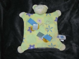 TAGGIES MARY MEYER BABY YELLOW TEDDY BEAR BEES LOVEY SECURITY BLANKET TAGS - $16.82