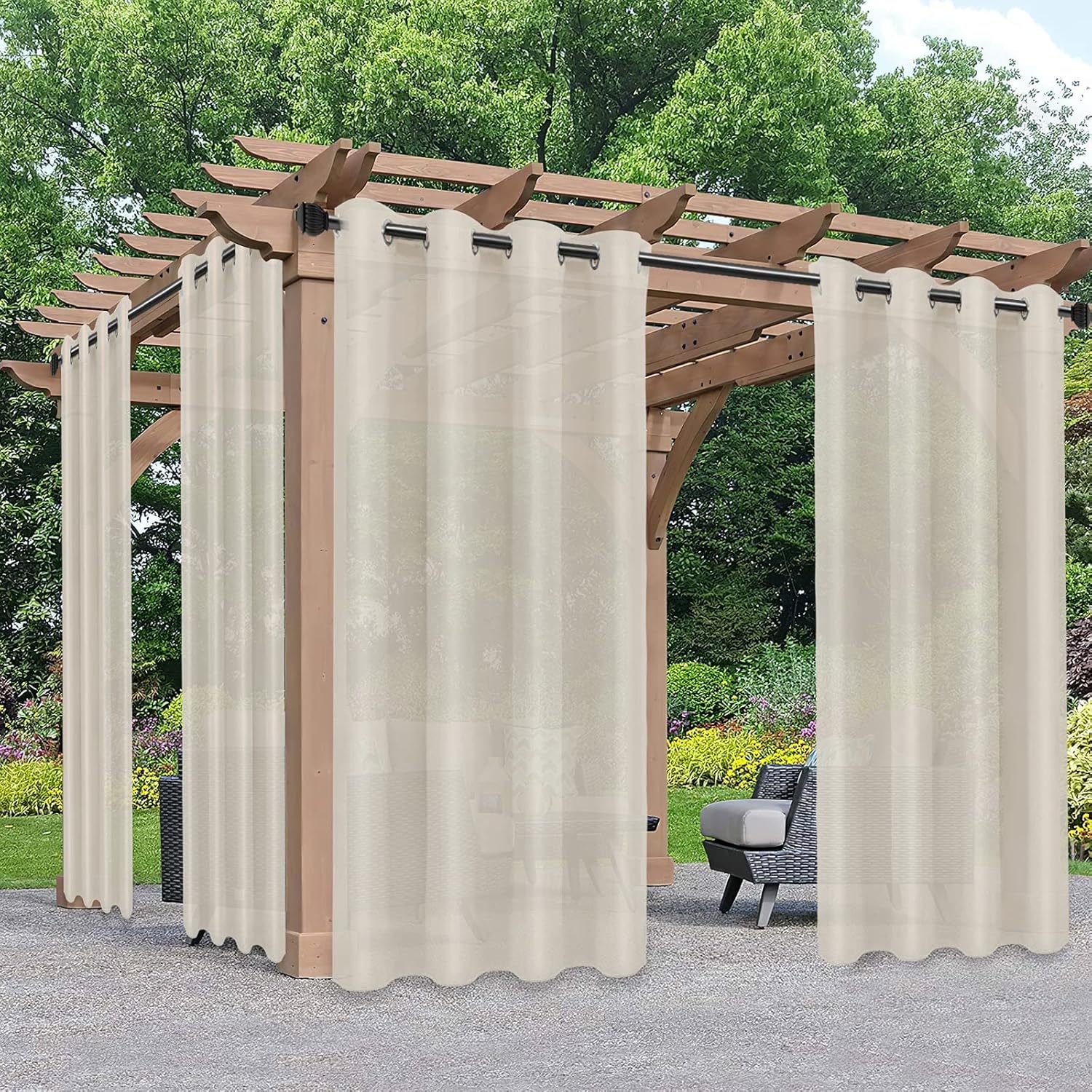 Purefit Sheer Outdoor Curtains For Patio Waterproof/Weatherproof, Fade, ... - $40.99