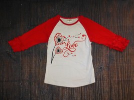 NEW Boutique Valentine&#39;s Day Heart Girls Ruffle Sleeve Shirt - £5.10 GBP
