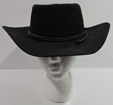 Vintage Mens 7 1/8 Stallion by Stetson Black Wool Cowboy Hat - £47.03 GBP