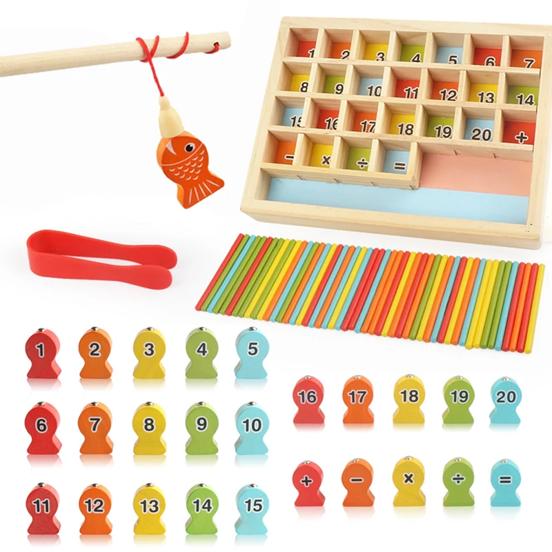 Kids Magnetic Fishing Wooden Toys Learning Alphanumeric Montessori Early - £9.02 GBP+