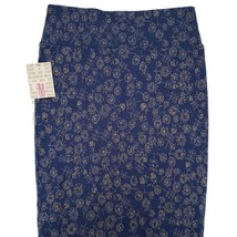 LuLaRoe Blue and Gray Floral Patterned Stretchy Midi Skirt - £11.03 GBP