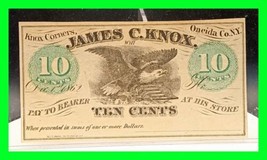 Rare 1862 James C. Knox., Knox Corners, Oneida New York 10c Note - High ... - $64.34
