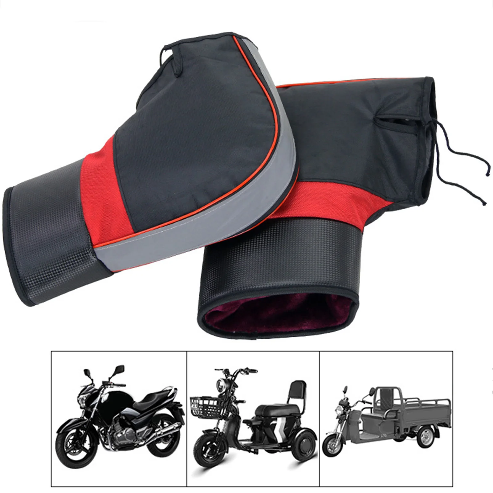 1 Pair Windproof Motorcycle Handlebar Muffs Soft Warm Winter for Snowmobile  PU - £16.84 GBP+
