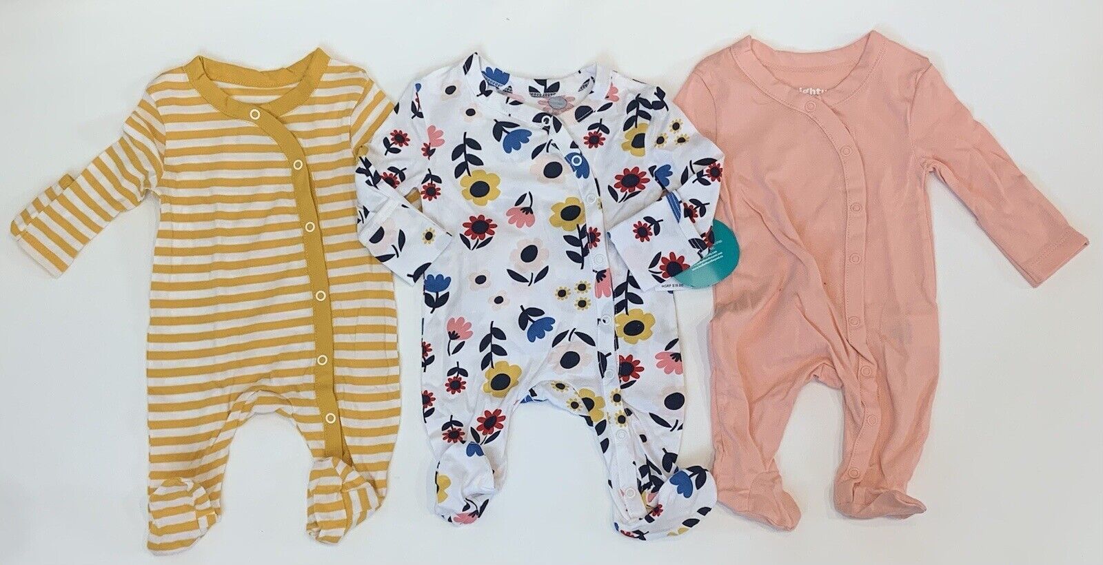 Primary image for NEW Lot of 3 Baby Girls Floral Sleep 'N Plays PJs Jumpsuit Footed Preemie