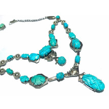 RARE Antique 14k &amp;Sterling Navajo Original Cond! Natural Blue Turquoise NECKLACE - £10,850.83 GBP