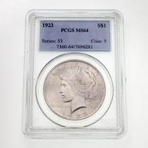 1923 $1 Silver Peace Dollar Graded by PCGS as MS-64! Gorgeous Coin! - £93.96 GBP