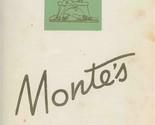 Monte&#39;s Supper Menu On The Park Central Park South New York 1950&#39;s - £69.63 GBP