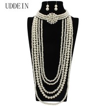UDDEIN Bib beads jewelry sets Long Tassel Pendant simulated  flower necklace Nig - £34.98 GBP