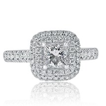 Authenticity Guarantee 
Double Halo 1.11 TCW Princess Cut Diamond Engagement ... - £1,882.42 GBP