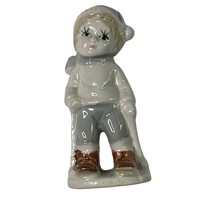 Vintage Figurine Country Boy Skying Figurine Hand Painted Porcelain B u - $14.99