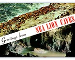 Dual View Banner Greetings Sea Lion Caves Florence OR UNP Chrome Postcar... - $3.49