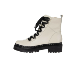 Steve Madden Cream Leather Rainier Women’s Combat Hiker Boots Sz 7.5 NEW - $149.00