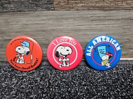 Snoopy Pin-Back Buttons - Lot of 3 - 1950s Antiques! - £22.82 GBP
