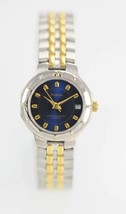 Armitron Mujer Reloj Inoxidable Plata Oro Fecha 30m Agua Resistente Azul Cuarzo - £27.89 GBP