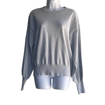 Nine West Womens Medium Pullover Sweater Gray Metallic Long Sleeve Crewneck - £14.71 GBP