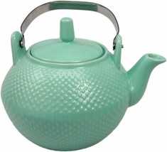 Imperial Japan Spotted Texture Blue Tetsubin Teapot Stainless Steel Handle 28oz - £20.39 GBP
