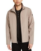 Calvin Klein Mens Full-Zip Water Resistant Bonded Jacket Beige, Size Small - $79.30