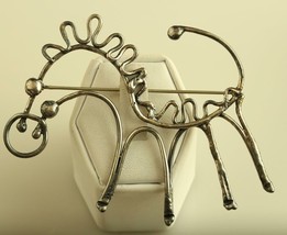 Vintage Sterling Silver Animal Horse Donkey handmade wire wrapped  Brooch pin - £67.63 GBP