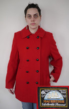 Vintage Mackintosh 100% Wool Bright Red Navy Peacoat Womens Pea Coat Usa Made M - £93.82 GBP