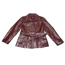 VTG 70s Leather TIBOR Cowhide Nappa Genuine Leather Burgundy Coat Sz 16 Small XS - £58.75 GBP