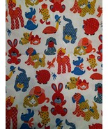 Precious Vintage 36&quot; Wide Fabric Baby Novelty Juvenile Print Calico Cat ... - £31.34 GBP