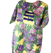 Vintage House Dress Handmade Floral Iris Mumu Sz S/M Boho Oriental artsy cottage - £27.21 GBP