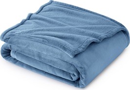 Bedsure Fleece Blanket Washed Blue - 300GSM Soft Lightweight - £18.16 GBP