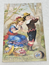 1880&#39;s Clark&#39;s ONT Sewing Thread Trade Card Never Mind Jonnie I will Sew... - $12.38