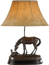 Table Lamp Lodge Just Resting Horse Chocolate Brown Fabric Lining Cast Resin - £518.68 GBP