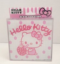 Sanrio Hello Kitty Strawberry Milk Glass Coasters Set of 4 Silver Buffalo - £15.81 GBP