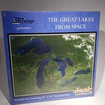 The Great Lakes From Space Heritage 550 Piece Jigsaw Puzzle Factory Seal... - $22.95