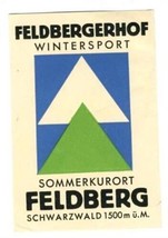 Feldbergerhof Luggage Label Wintersport Schwarzwald Germany - $11.88