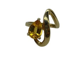 Designer Citrine Gold Vintage Sterling Silver Ring Woman’s Retro Twist 8/8.5 - £35.59 GBP