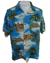 Utility vintage Men Hawaiian camp shirt pit to pit 24 aloha luau tropical hula - £19.46 GBP
