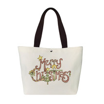 2021 Merry Christmas Canvas Handbag Women Tote Bag Xmas Floral Decor Animal Prin - £13.88 GBP
