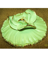 Unknown Serving dish lid, pastel green, flower on top, gold edges Excell... - $220.51 MXN
