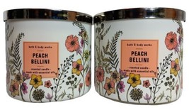 2X Bath &amp; Body Works Peach Bellini 3 Wick Scented Candle 14.5 oz Each - £37.35 GBP