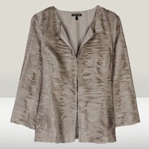 Eileen Fisher Textured Silk Blend Open Front Jacket Womens Taupe - Large - $54.44
