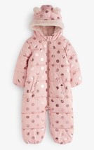 NWT Live &amp; Lottie Toddler Dot Print Snowsuit Pink Size 6M - £18.48 GBP