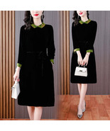 2024 Fall And Winter Slim Thin Gold Velvet Dress - $82.95