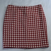 Talbots 10P Red Big Houndstooth Tweed Wool Knee Length Modest Pencil Skirt - £15.92 GBP