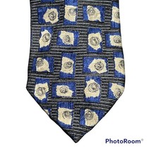 Ermenegildo Zegna Mens Blue Black Tan Silk Neck Tie Necktie  - £11.79 GBP