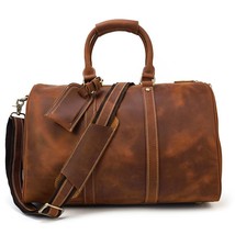 Large Capacity Men Travel Bag 2022 New Vintage Crazy Horse Leather Big Luggage B - £154.88 GBP